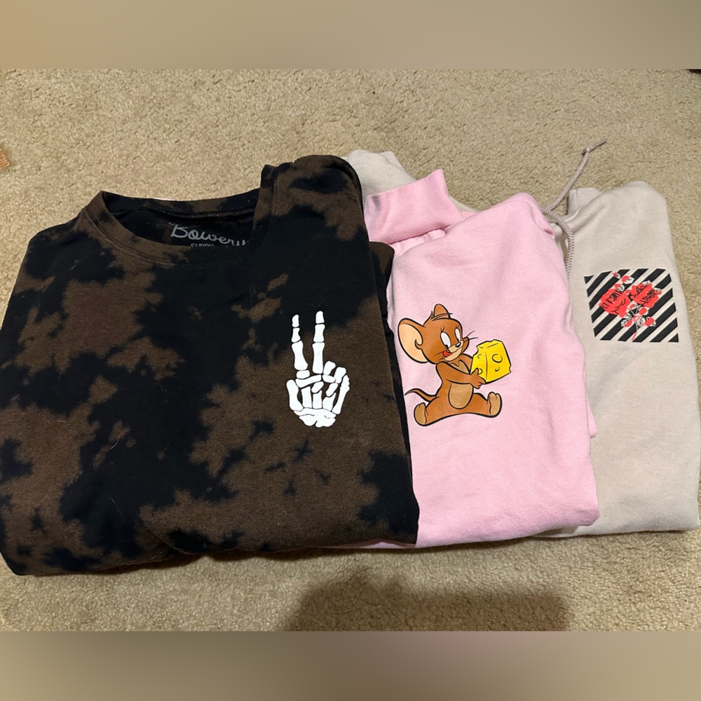 Men’s / Young Men’s sweatshirts - lot of 3 - EUC -2 hoodies and 1 crew - size M